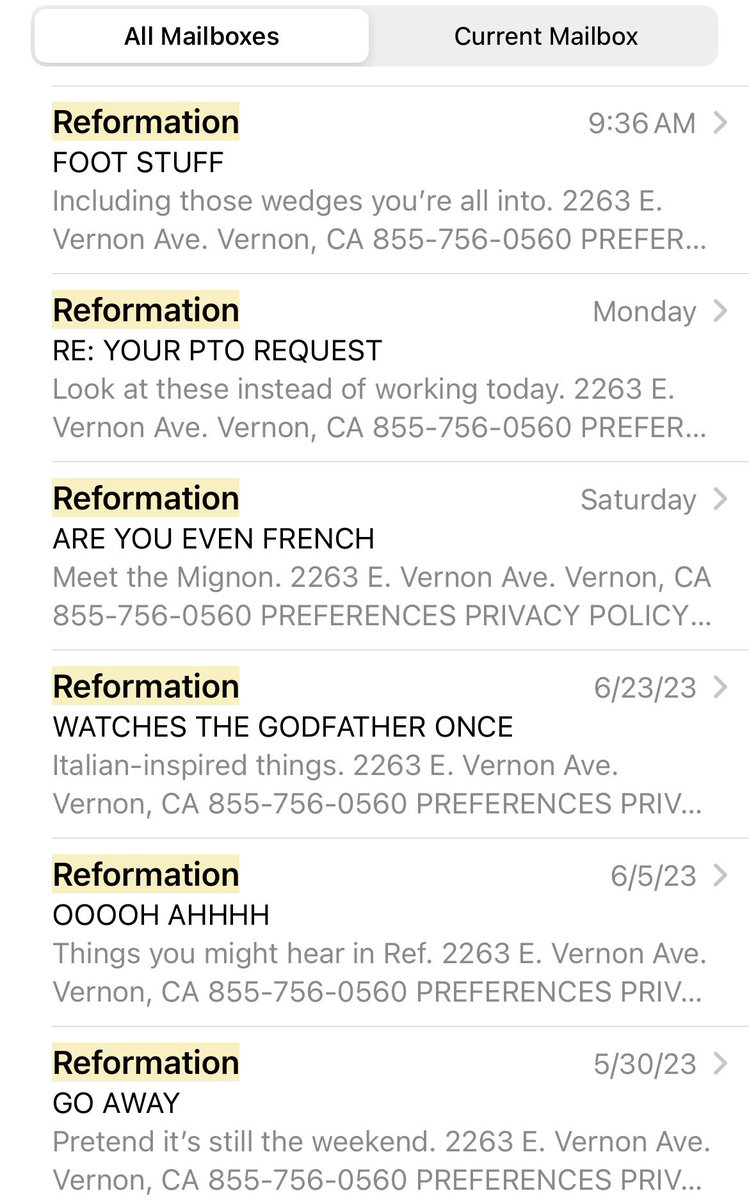 erikalee's tweet image. The copywriter who writes Reformation's emails is so unhinged I never know what i'm going to get