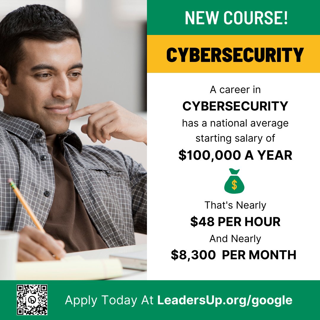 Leaders_Up's tweet photo. We are excited to announce that we have added #Cybersecurity to our #Google Tech Pathway Program! Learn more and apply using the link in our bio!

#TechCareers #TechJobs https://t.co/KeY0rP8uQP