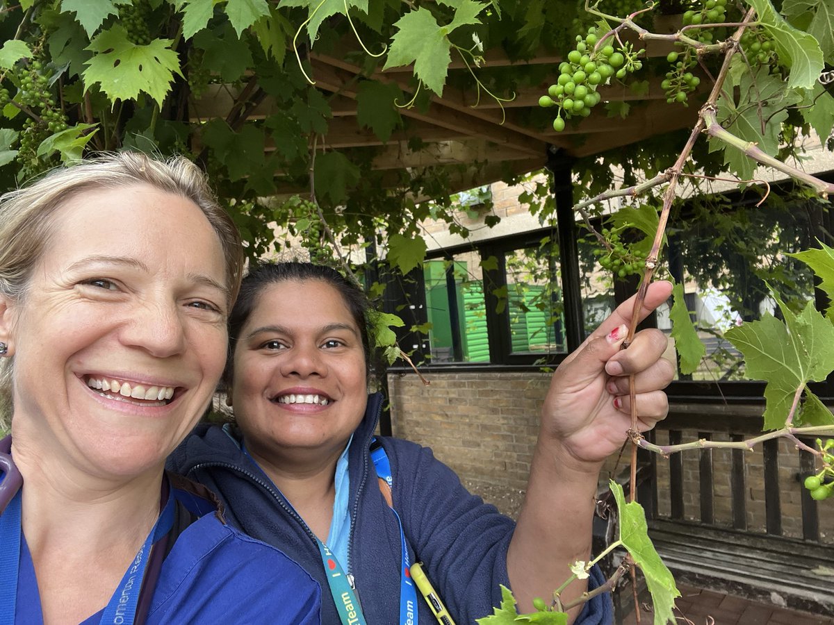 mum_on_bike's tweet photo. So great to meet @Chubbycherry77 today in the @NHSHomerton gardens-excitedly showing me the edible plant section. Turns out I’m not the only one with a great appreciation of the hospital gardeners. 
And thank you for the mug! 😍 #nhs75 mmmmm https://t.co/gTB0d0TrYt