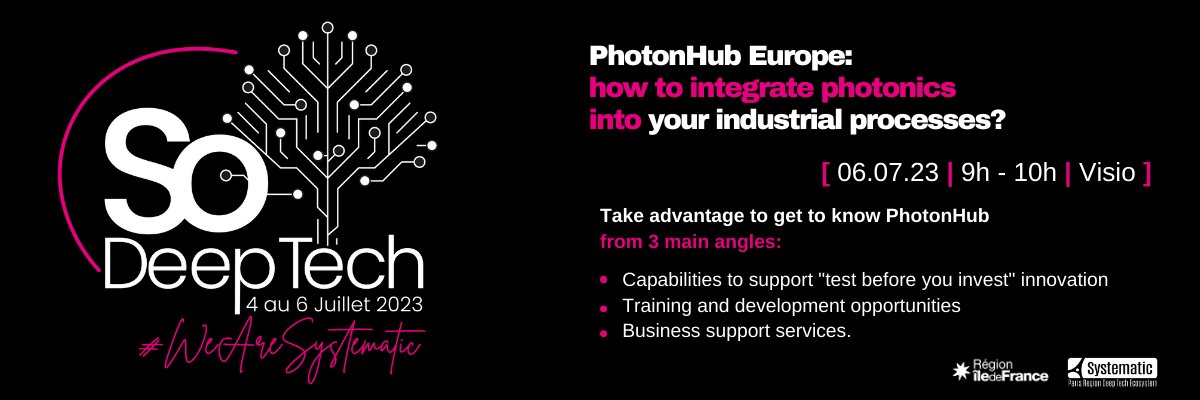 😀Tomorrow morning at 9 am, discover all about @PhotonHub project!

👉how to integrate #photonics in your industrial processes with Photon Hub

📍Still time to register for free: 
app.livestorm.co/p/27b55f22-b7c…