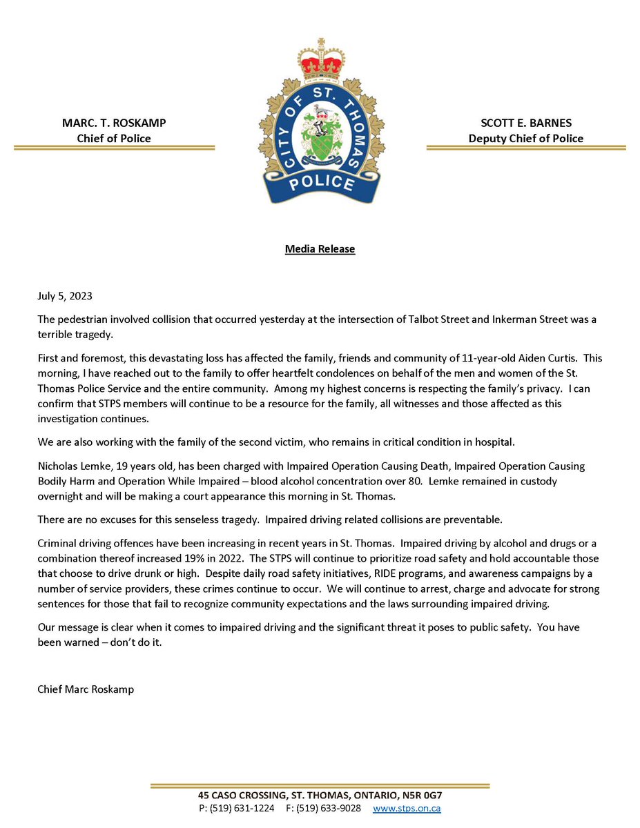 Message from Chief of Police