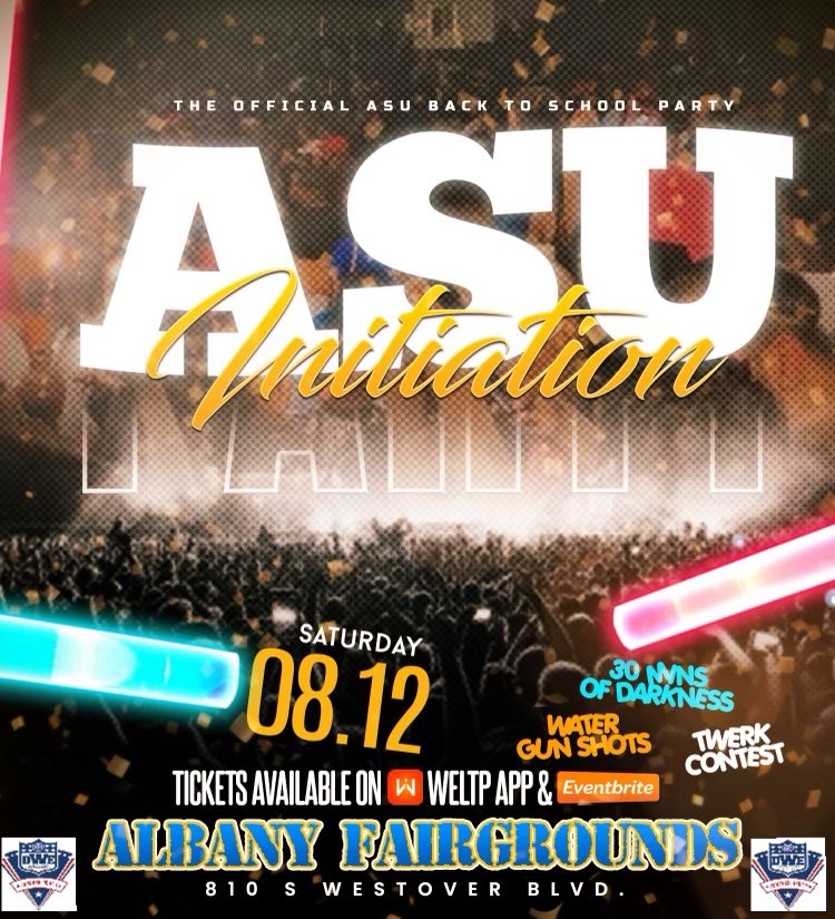 asurams23's tweet photo. #ASUInitiation (The Return Of The Fairgrounds)

Saturday 8/12/23

The Official #ASU Back 2 School Party

-Free DertyWorkJuice
-Whipped Kream All Night 
-30 Min Of Darkness 
- 5K People Expected

https://t.co/LK0cZSn9AW

#ASUTwitter #ASU27 #ASU26

Powered By #DertyWorkENT https://t.co/yCOeldpDd9