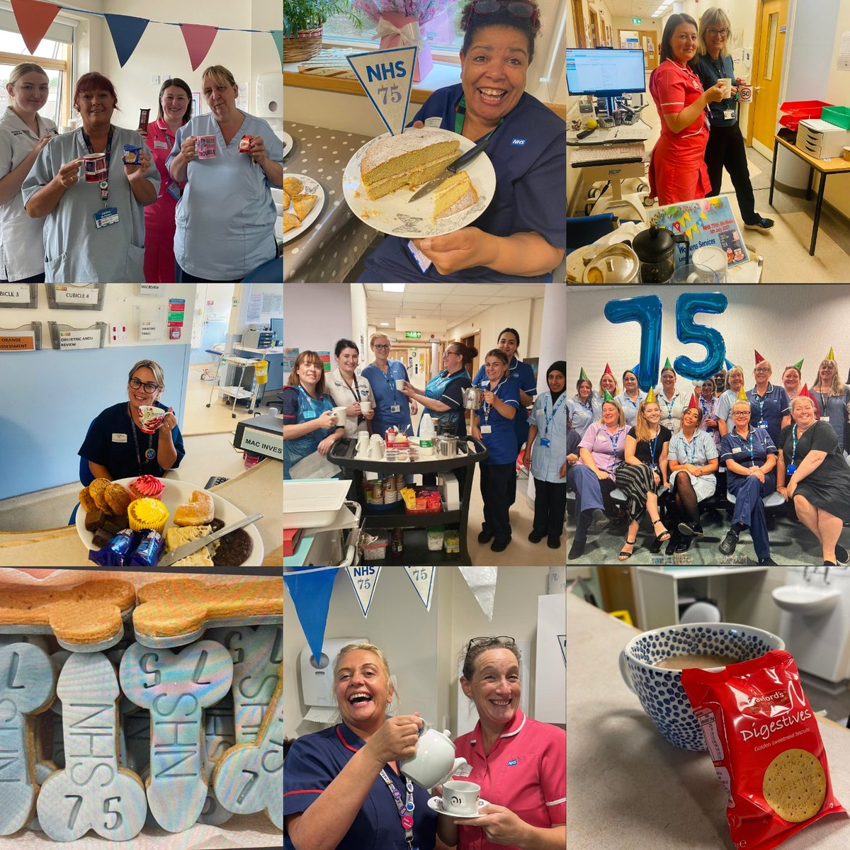 CHFTMaternity's tweet photo. Today, our Maternity and Women’s Services teams took time out to celebrate 75 years of the NHS with a Big Tea. It was time to reflect on all we achieve each day whilst looking after each other too (oh, and to demonstrate their baking skills 😉) @CHFTNHS #onecultureofcare https://t.co/PEioTt1REw