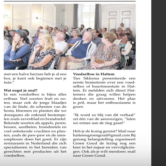 GroenHattem's tweet photo. Inspirerende avond Groen Goud over voedselbossen. #GroenGoud #Hattem https://t.co/Kh7GbEZ6iJ