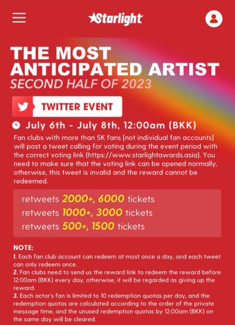 BuildItalia's tweet image. 06|JULY|23  DAY 1
STARLIGHT TWITTER EVENT

Vote @JakeB4rever for THE MOST ANTICIPATED ARTIST

RT/QRT
🎯500+ rts= 1.5K tickets
🎯1000+ rts= 3K tickets
🎯2K+ rts= 6K tickets

Vote for #BuildJakapan
🔗starlightawards.asia

#STARLIGHTAWARDS
#STARLIGHT2023XBUILDJAKAPAN