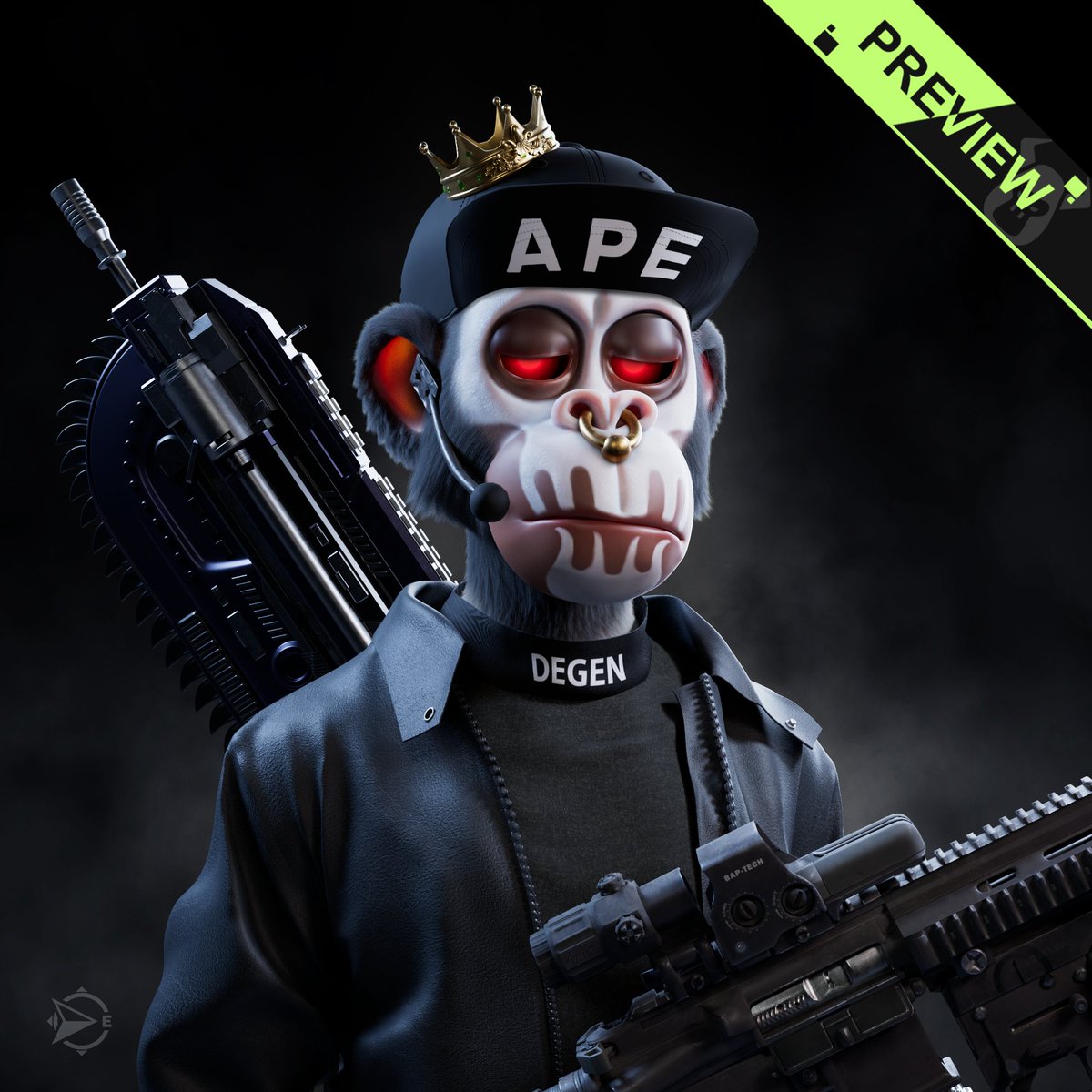 LostInLooking's tweet image. Hope everyone had an amazing 4th!

Here&apos;s my #ApeTraitOfTheDay of the day submission using #TheConfigurator ☠️

This degen street hunter is ready for the real action! Personally would LOVE to mint this bad ape!