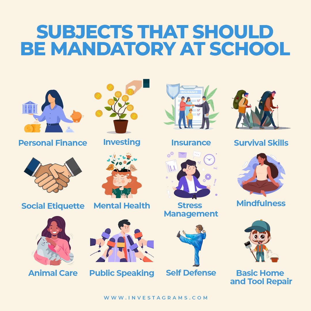 investagrams's tweet photo. WHAT IF ganito ang mga subjects na tinuturo sa school?

Life might be so much easier if we all learned these skills at an early stage no? What do you think? 🤔 https://t.co/G6NcxByvcK