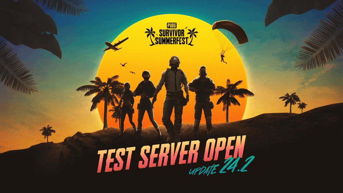 PUBG_US's tweet photo. Survivors! Prepare yourselves for the ultimate Summerfest on #PUBG 🎉
The Test Server for #Update24.2 is now available for PC. https://t.co/jwod5QyeMo