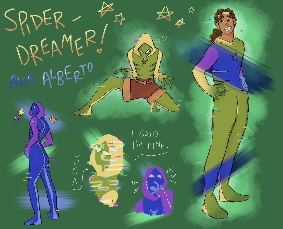 introducing.... SpiderDreamer! 🌃🌟 aka spider alberto :)

pt.3 of my spiderman x luca-verse au, and oh no?? is he glitching???

[#alberto #albertoscorfano #luca #lucamovie #spiderverse #spiderman #spidersona #spidersonaart]