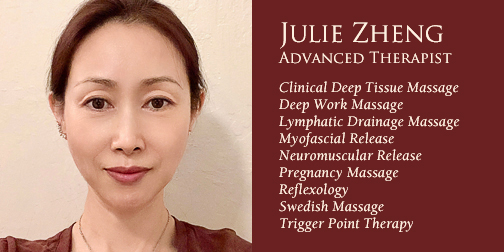 MTCenter's tweet photo. Meet Julie Zheng, CMT, who joined our staff in 2021. Julie trained at the Bodi Panay Thai Massage Institute in San Francisco and has studied both Eastern and Western modalities. She artfully facilitates balance and wellness with her presence and skill. https://t.co/QVe8OWCj4c https://t.co/niKakt4BlN