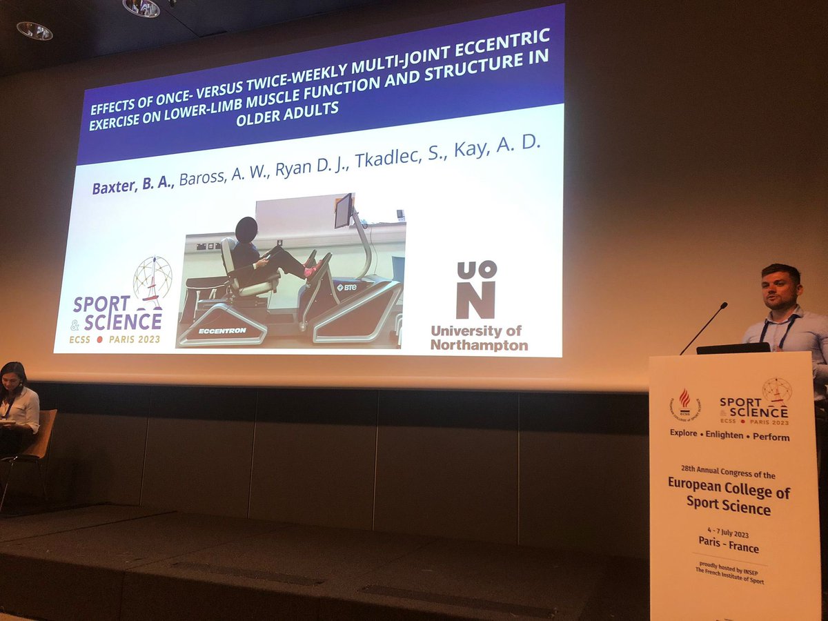 Thoroughly enjoyed presenting the second experimental study from my PhD thesis at <a href="/E_C_S_S/">ECSS</a> today, which compared once- vs. twice-weekly eccentric resistance training in older adults