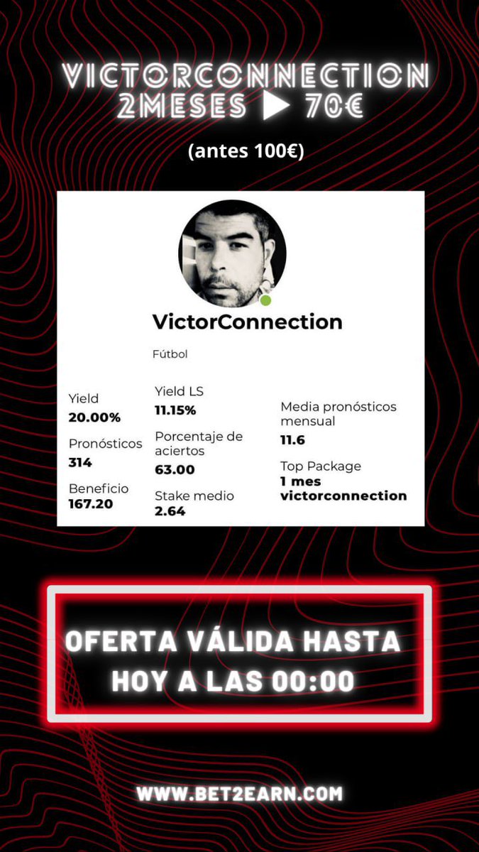 Bet2Earn's tweet photo. 💸 OFERTA FLASH @Asianconnectio3 🤑

- GlobalConnection 2 meses 225€ (antes 300€) https://t.co/fLu2AVRAtX

-VictorConnection 2 meses 70€ (antes 100€) https://t.co/eBiahuXgkd

⚠️ Disponible hasta las 0:00 ‼️

📱 Picks por telegram, una vez contrates, nos avisas a @bet2earnhelp https://t.co/N7uS9HT2sX