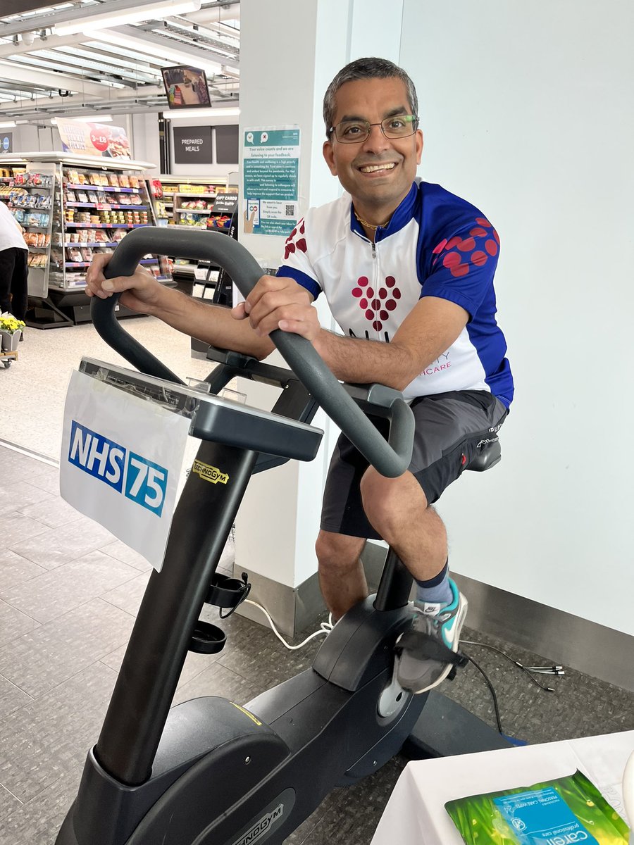 The feminine urge to… always gurn or throw ridiculous shapes in photos? 🤨 Today, in another day of ‘things we do for the NHS 💙’ - static bike ride in the foyer raising money for our awesome @VHCharity Friends Fund 💪 Total of 130km for our team 🥳🥳🥳 #NHS75birthday