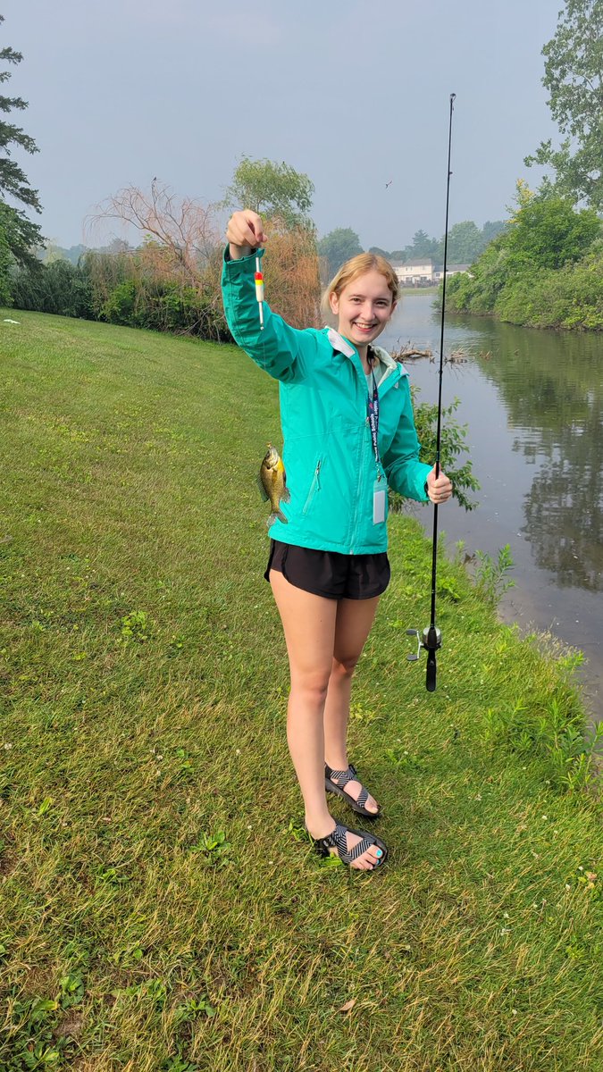 projectfish's tweet image. This young lady went through the Salmon in the Classroom program while in 5th grade and 8th grade and caught her first fish as an education intern at MSU!