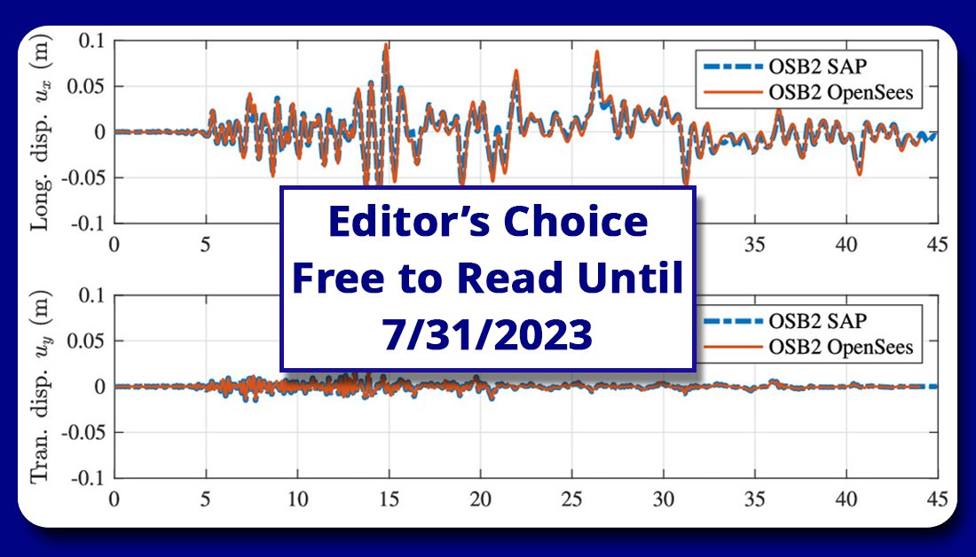 ASCEpublishing's tweet photo. This new @ASCE_JBE study assesses the sensitivity of nonlinear static and dynamic responses for ordinary, standard bridge models using one-dimensional elements in two software packages—SAP2000 and OpenSees. @ASCE_SEI 

Free Access Thru July 31: https://t.co/g2H1Nb8Jwy https://t.co/FcLdsq1x3Y
