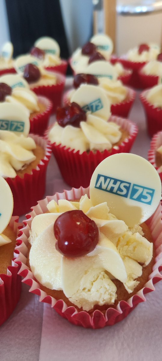 YSTeachingNHS's tweet photo. Lots of tasty treats eaten and cuppas raised across the Trust today, both in celebration of the NHS and to raise funds for @YSHospCharity! 🧁
Thanks to everyone who made a big effort mixing cookies, icing buns, and pouring tea ☕
#NHS75 #BigTea https://t.co/V7j3WByaNn