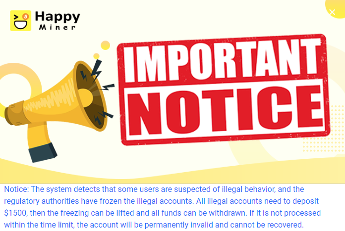 👺SCAM ALERT. Beware. 🧐No login and yet the account is illegal. I guess the script did not work as indented @happyminerUS.  Spread the word. Save someone #DYOR #happyminer #cryminer #happyminerUS #SCAM