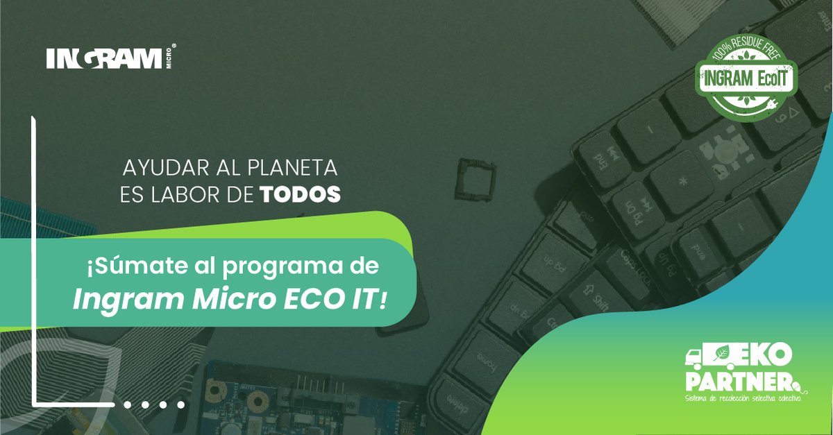 IngramMicroCO's tweet image. El programa de Ingram Micro ECO IT está enfocado en aportar al cuidado y protección del medioambiente de una manera consciente por medio de la recolección de residuos electrónicos. ¡Únete a esta gran iniciativa!
#IngramMicro #ECOIT #Medioambiente