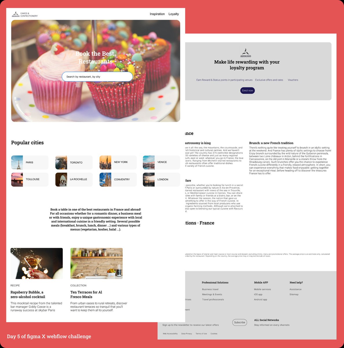 A1doSanche3's tweet photo. Hi guys ๐๐พ,
So it's day 5 of my @figma ร @webflow challenge and i'm elated to share it with yall ๐ ๐ป๐ฅ
It's a restaurant/confectionery booking website landing page.
Here is the link to the website: https://t.co/qGgFqWawiU
#nocodedev #productsdesign #techtwitter https://t.co/6WicouFvWI