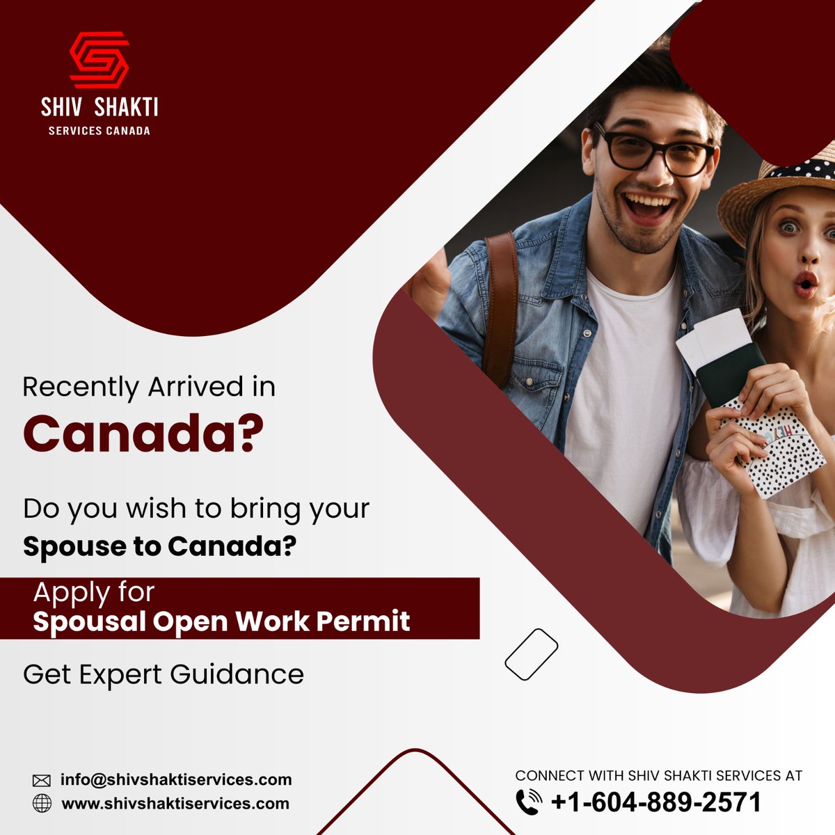 ShivShaktiCan's tweet image. Recently arrived in Canada and wish to bring your spouse to Canada? 
No worries! Here at Shiv Shakti Services, we are here to help. Connect with us on the details below:
Call: +1-604-889-2571

#SpousalOpenWorkPermit #OpenWorkPermit #SpouseVisa #SpousalWorkPermitCanada