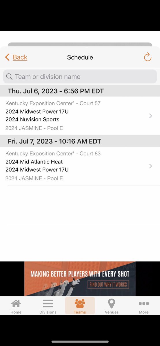 carleewiczynski's tweet photo. Here is my schedule for Run for Roses this weekend in Kentucky! I’m #4 playing for Midwest Power! Come check us out! https://t.co/CfRWnqJWaw