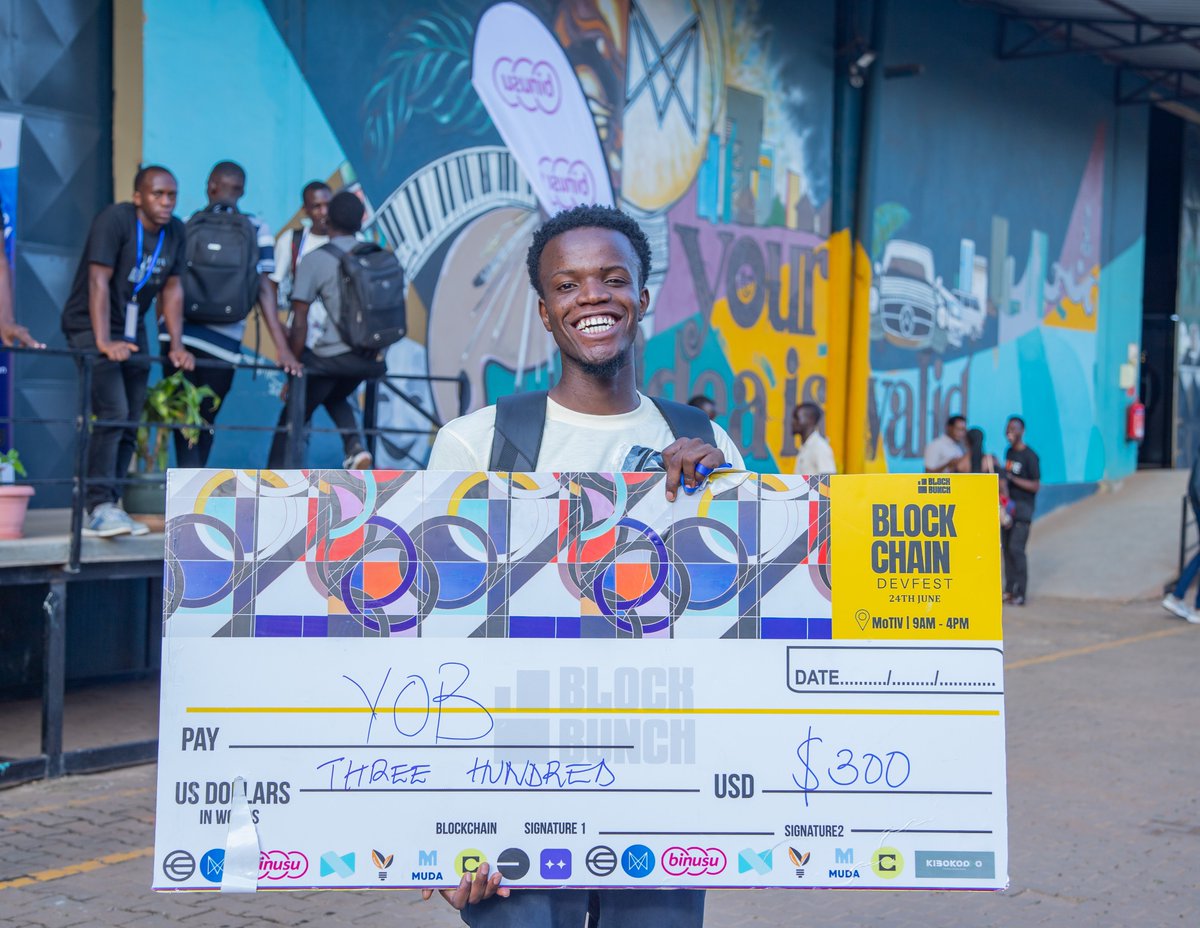 GalienMuhindo's tweet photo. Exciting news! I am thrilled to announce that I emerged victorious at the Blockchain DevFest Hackathon! It was an incredible experience showcasing my skills and innovation in blockchain development. Grateful to the organizers(@CeloUganda and @0xblockbunch) for their support. https://t.co/UPikREn0Ql