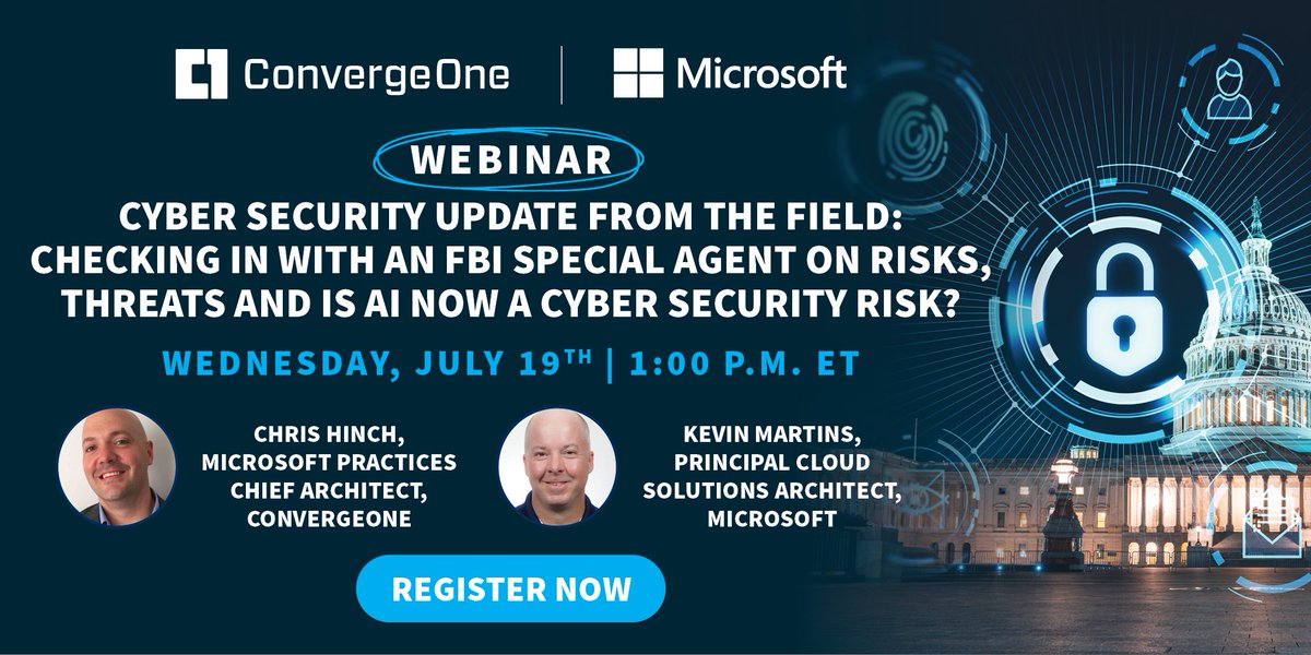 OneC1Company's tweet photo. Attend our webinar with @Microsoft and an FBI Special Agent on 7/19 to learn about #AI’s status as an emerging #CyberSecurity risk. You’ll also get the chance to win a $100 Amazon eCard! Register now: https://t.co/3MJcoJDc2g https://t.co/Az5eSXXULn