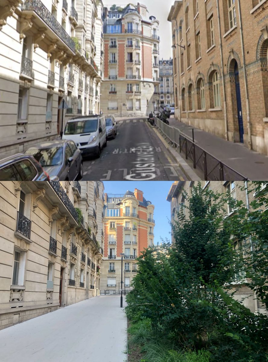 Avant / Après la rue aux écoles Rue Gustave-Zédé dans le 16ème arrondissement