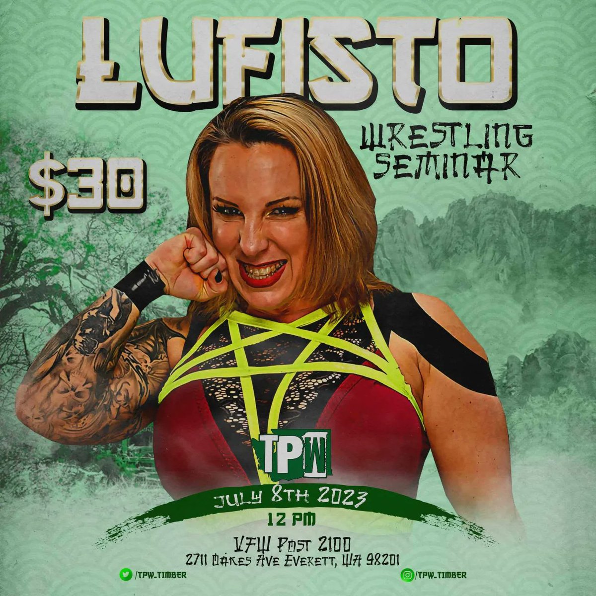 TPW_Timber's tweet photo. We're 3 days away from the one of biggest women's showcases in the PNW! Make sure you get your tickets now!

Any trained and training wrestlers are also welcome to the training seminar Lufisto is hosting at noon!

Be there July 8th, 4PM at VFW Post 2100 in Everett, WA. #LinkInBio https://t.co/RxZn1zSb11