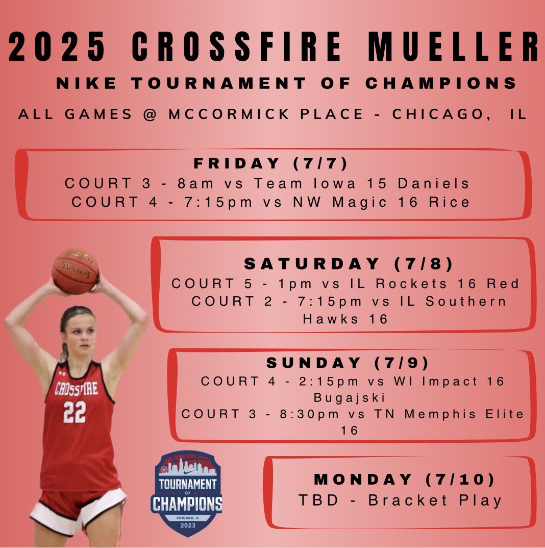 Dani Coleman (@dani_coleman22) on Twitter photo Come check out my Blue Star Crossfire team in Chicago this weekend!
<a href="/tmueller4/">tmueller</a> <a href="/CrossfireGHoops/">Crossfire Girls Hoops MN AAU</a> <a href="/hoopsmom53/">Angie Ohnstad</a> <a href="/GMacHoops/">Grant McGinnis</a> <a href="/FiveStateHoops/">Five State Hoops</a> <a href="/EricJrAllStar/">EricJrAllStar</a> <a href="/MasonHAsher/">Mason Asher</a> Come check out my Blue Star Crossfire team in Chicago this weekend!
<a href="/tmueller4/">tmueller</a> <a href="/CrossfireGHoops/">Crossfire Girls Hoops MN AAU</a> <a href="/hoopsmom53/">Angie Ohnstad</a> <a href="/GMacHoops/">Grant McGinnis</a> <a href="/FiveStateHoops/">Five State Hoops</a> <a href="/EricJrAllStar/">EricJrAllStar</a> <a href="/MasonHAsher/">Mason Asher</a>