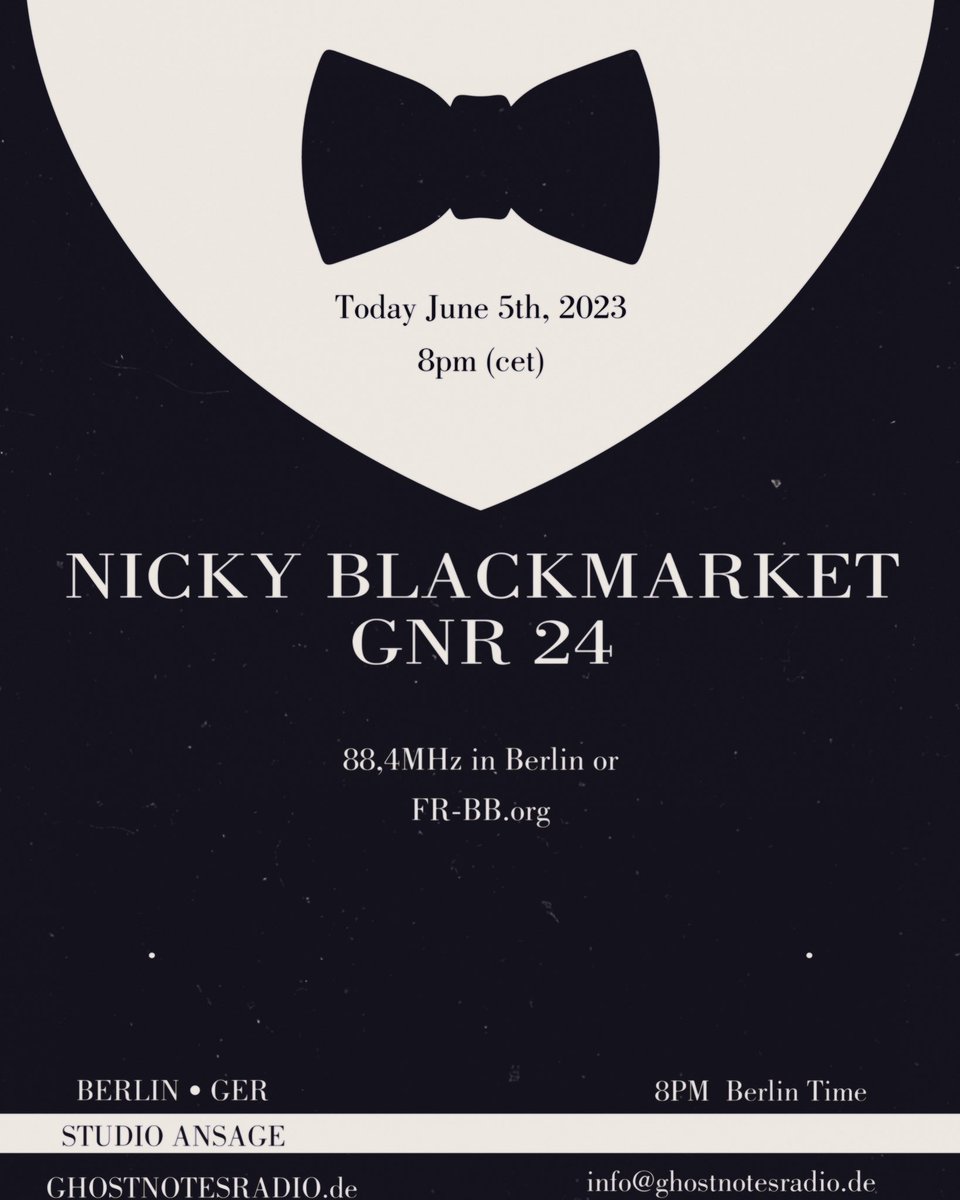ghostnotesradio's tweet photo. Today at 8pm I have a Jungle/Drum&amp;Bass legend as a guest:
NICKY BLACKMARKET
Tune in on 88,4MHz in Berlin or
https://t.co/6Mk49CkPKP (Press Programm-scroll down to Ghost Notes Radio-press the play button)!

7pm London time Nicky 😎🤙🏼🎉🔜

RIP STEVIE HYPER D
#drumandbass #jungle https://t.co/imo4LVYxgl