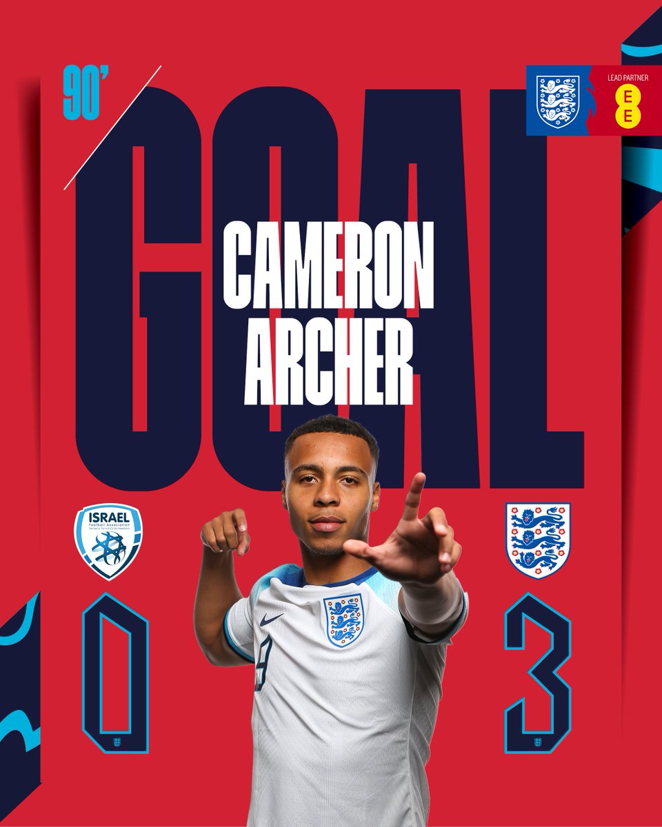 England's tweet photo. THAT WILL BE IT! 🔥
Cole Palmer gets his second assist of the #U21EURO semi-final, as he sets up @Cameronarcher_ to smash home our third! https://t.co/lFabVgfoUv