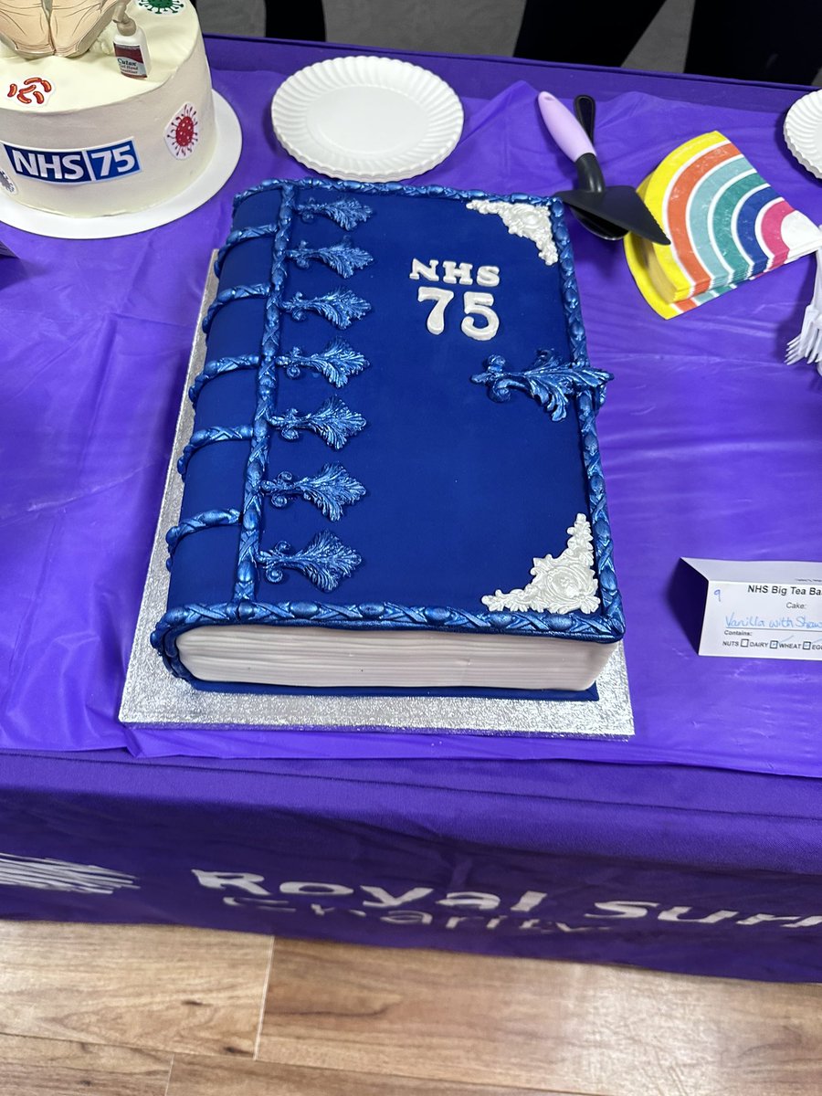 This was a really cool thing to see @RSCharity, made my appt a bit better! How you could cut into these?! I shared a small slice with my mum. They’re fantastic! My fav was the book. Happy 75th Birthday to our wonderful, yet underfunded @NHSuk @NHSMillion #NHSBirthday