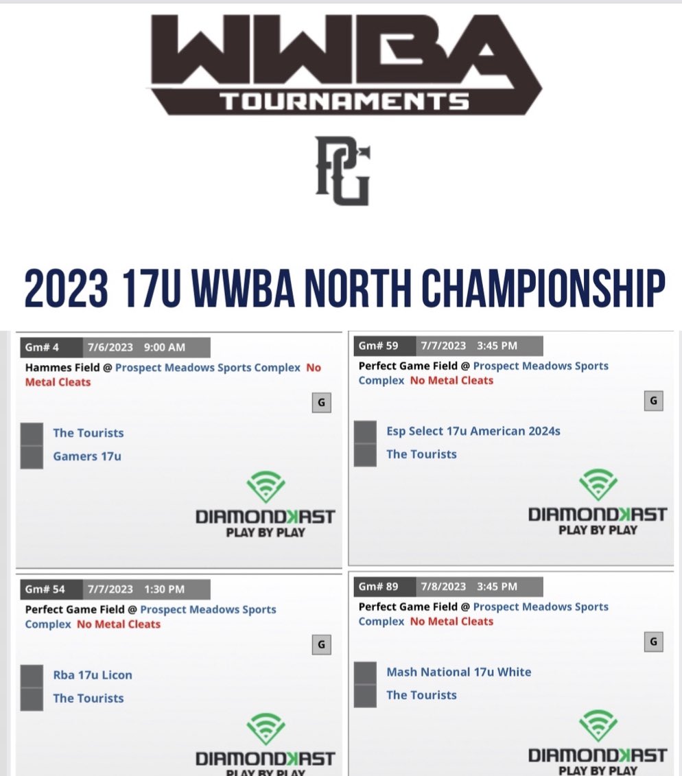 The Tourist schedule for our tournament in Iowa this weekend!