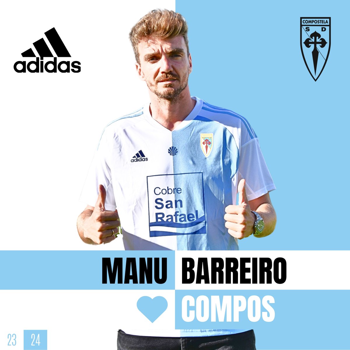 S.D. Compostela (@sd_compostela) on Twitter photo 🙌 Manu Barreiro camiñará coa SD Compostela a próxima tempada!!!
🤝 O dianteiro compostelán firma ata 2026!!!
<a href="/Manu_Barreiro10/">Manu Barreiro</a> 🩵🤍
✍️ bit.ly/MB2026
#BenvidoManu #ManuBarreiroÉdoCompos 🙌 Manu Barreiro camiñará coa SD Compostela a próxima tempada!!!
🤝 O dianteiro compostelán firma ata 2026!!!
<a href="/Manu_Barreiro10/">Manu Barreiro</a> 🩵🤍
✍️ bit.ly/MB2026
#BenvidoManu #ManuBarreiroÉdoCompos