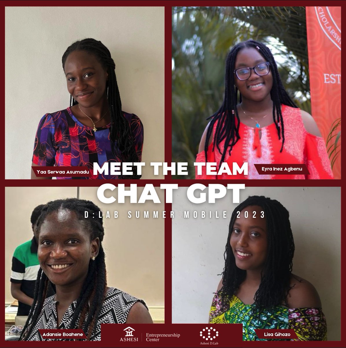 Meet the ChatGPT team👏🏼👏🏼 Their goal is to explore the opportunities and threats of ChatGPT as well as its implications in Ashesi as an academic community. #atasheshidlab #ashesientship #dlab #atashesi #ChatGPT #designthinking #threats #dlabsummermobile