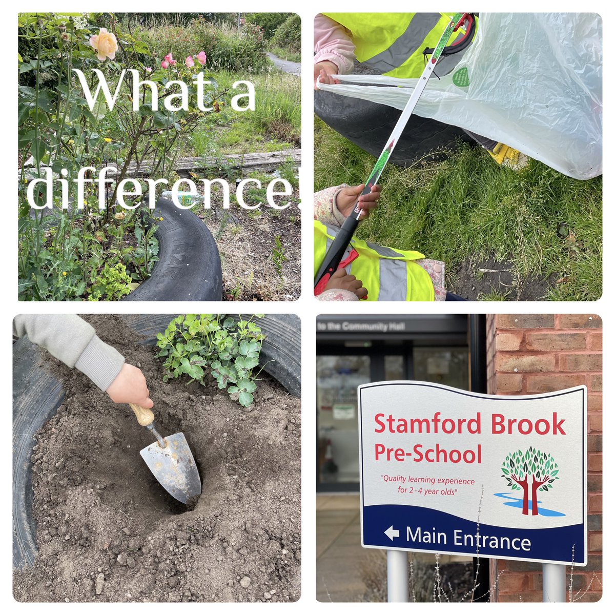 SBrookPreSchool's tweet photo. Being a part of our community is a priority for Stamford Brook Pre-School We have spent some time sprucing up the tyre planters. It’s beginning to look more inviting for mini beasts. If you’d like to become involved with tending to this small area please get in touch https://t.co/VvhbkBz1VZ