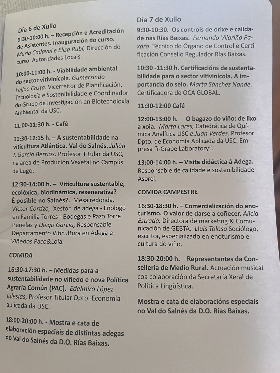 mariacadaval's tweet photo. O Mundo dos viños galegos #ODS #sustentabilidade #economíacircular #viño #universidadedeverán @UniversidadeUSC  participan @rubielisa @roqueduran5 @mariacadaval @feijoo_costa JGBerrios @bodegastorres Edelmiro López @martalores Fdo Vilariño Marta,Nande, JVerdes @lluistolosa @GEBTA https://t.co/b0fwSVXcFP