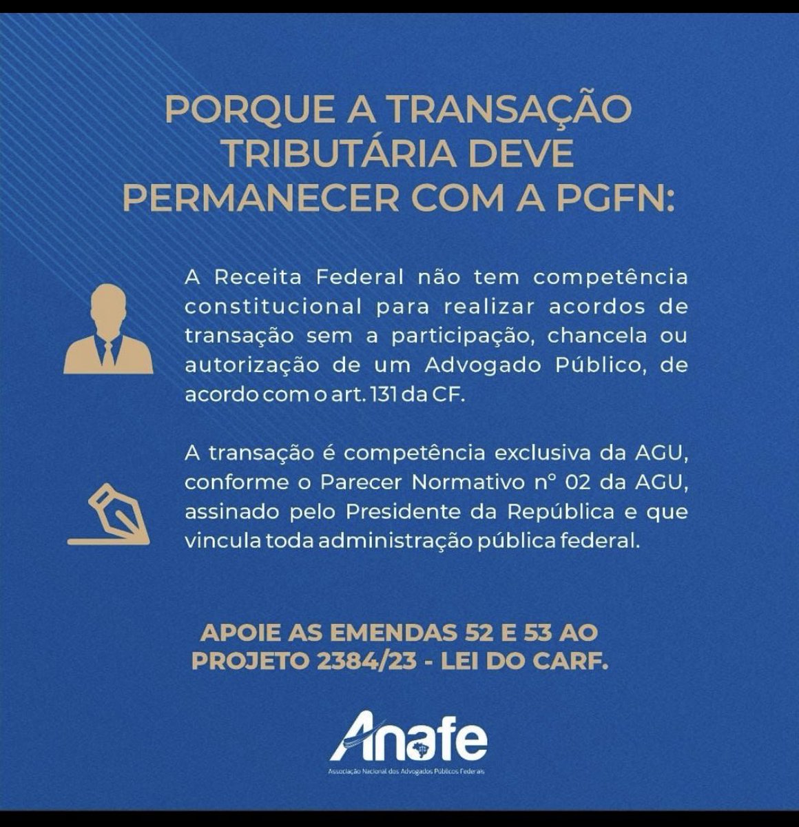 jvmspinto's tweet photo. @betopereirams 

Prezado Relator, 

Apoie as Emendas 52 e 53 ao Projeto de Lei 2.384/23… a Advocacia Pública Federal agradece! https://t.co/1yrtt7YUGd