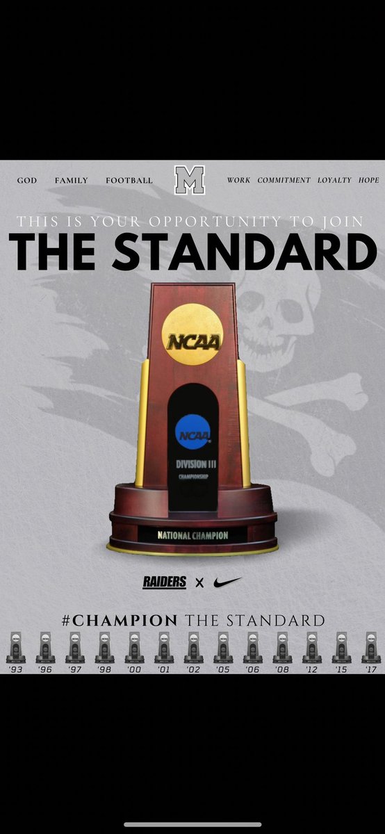 After a talk with <a href="/CoachGeoffDartt/">Geoff Dartt</a> I’m excited to announce the opportunity to join the standard at Mount Union!! <a href="/MountUnionFB/">Mount Union Football</a> <a href="/CoachNMoore/">Nate Moore</a>