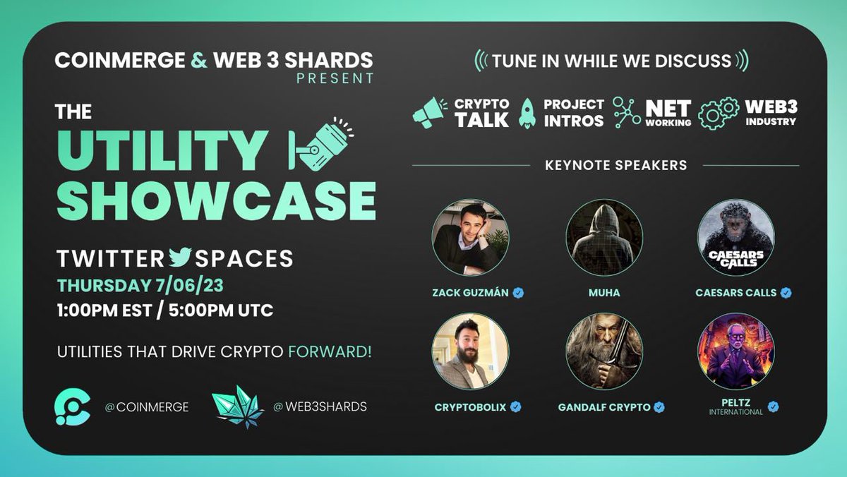 coinmerge's tweet photo. 📢https://t.co/14ddRveDnH Presents This Utility Showcase!

💥⭐️ Panel
💥5 Min Slots
💥#Web3 Utility Focused

Ready to ShowCase?

✅Follow
@Web3Shards
@CaesarsCalls
@zGuz
@gandalfcryptto
@CryptoPeltz
@Cryptobolix 
@mo21ive
✅Retweet
✅Tune In👇
https://t.co/3zPXa3GObp https://t.co/7qNUKdmeU2