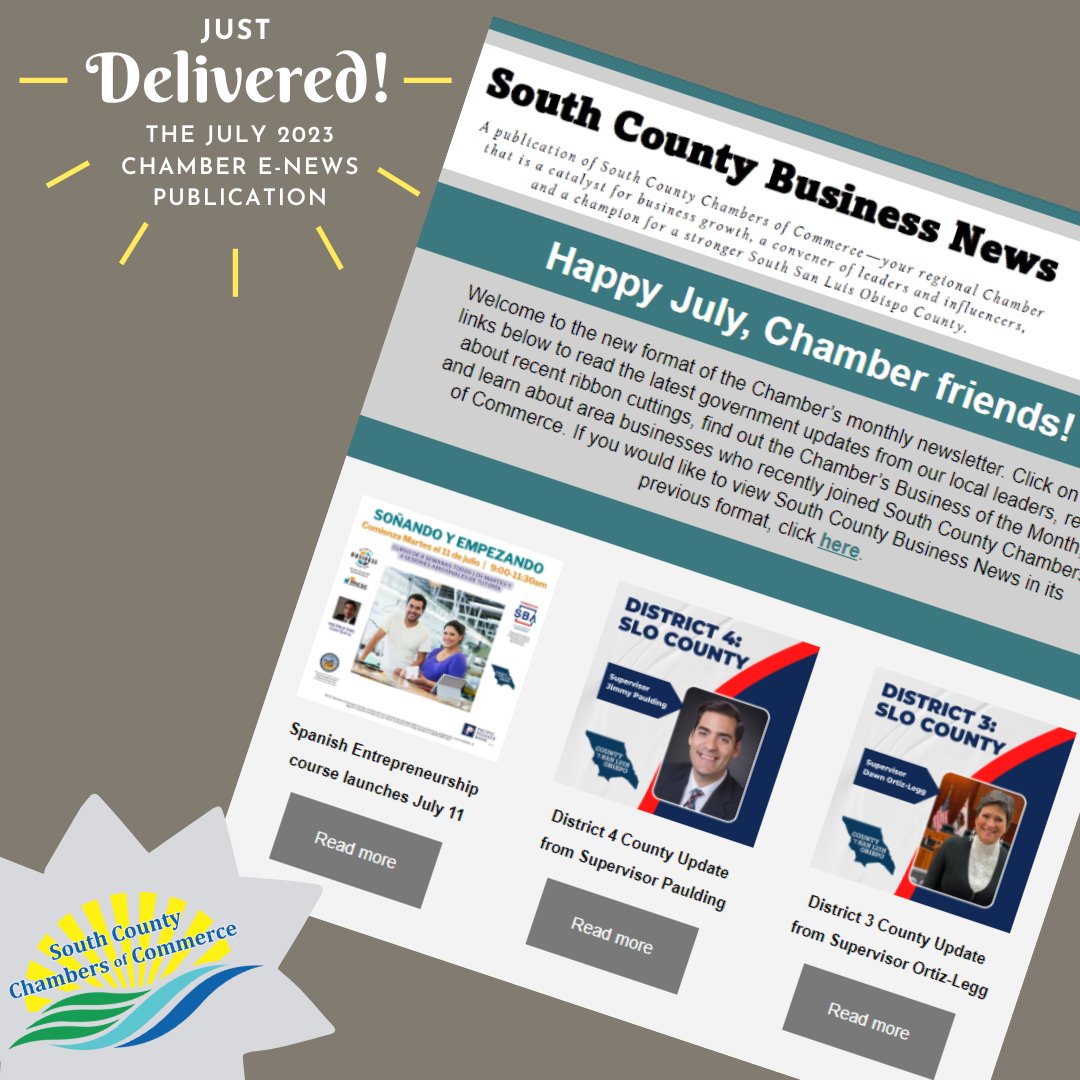 CountyChambers's tweet photo. The July 2023 edition of the Chamber's monthly e-news publication, "South County Business News," published this week! Click here to read local government updates and business news: https://t.co/fSJCDf3qoG https://t.co/bkObJ4EKxL