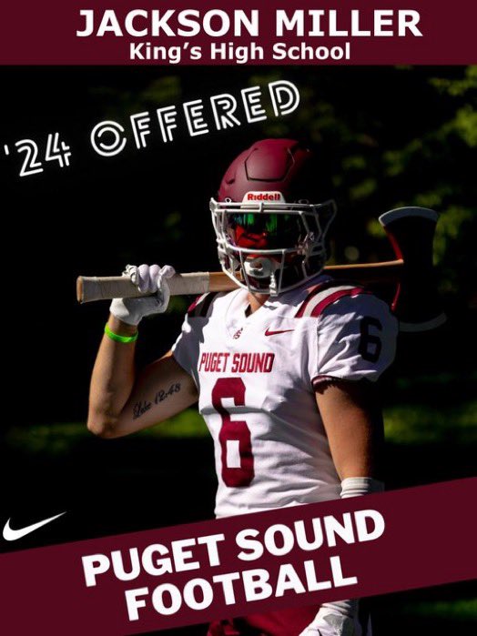 Excited to have received my 4th offer to play college football. <a href="/LOGGER_LBCOACH/">UPS Loggers Coach Jeff Schmidt</a> <a href="/PSLoggers/">Puget Sound Loggers</a> <a href="/BrandonHuffman/">Brandon Huffman</a> <a href="/DevinRecord/">Devin Record | Coach, Recruiter, & Scout |</a> <a href="/jimshapiro/">Jim Shapiro</a> <a href="/247Sports/">247Sports</a>