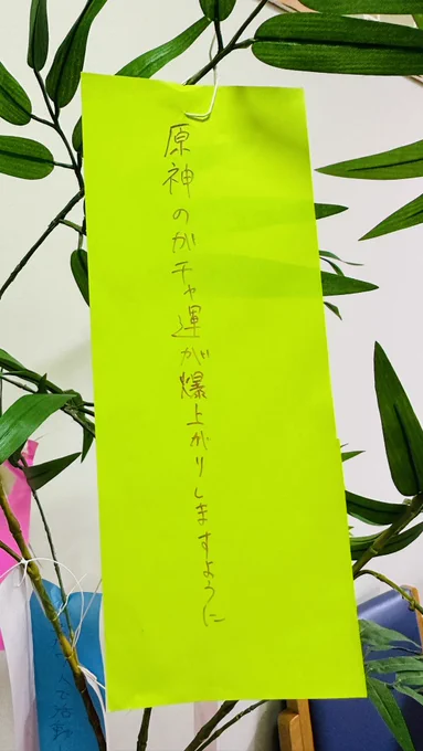 寮にある笹に飾ってきた。頼むでぇ…← 
