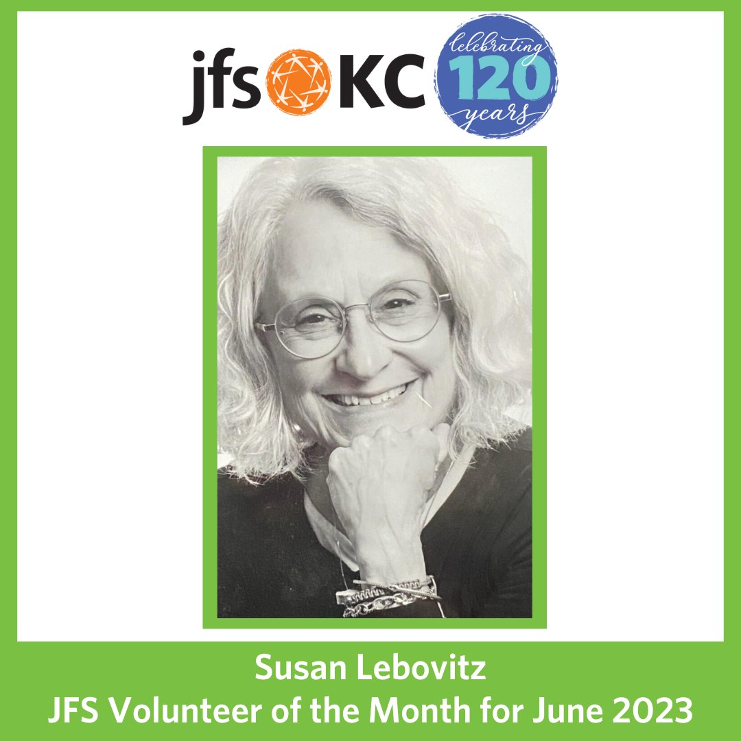 Congratulations to Susan Lebovitz, who was June’s Volunteer of the Month! #volunteerspotlight jfskc.org/susan-lebovitz…