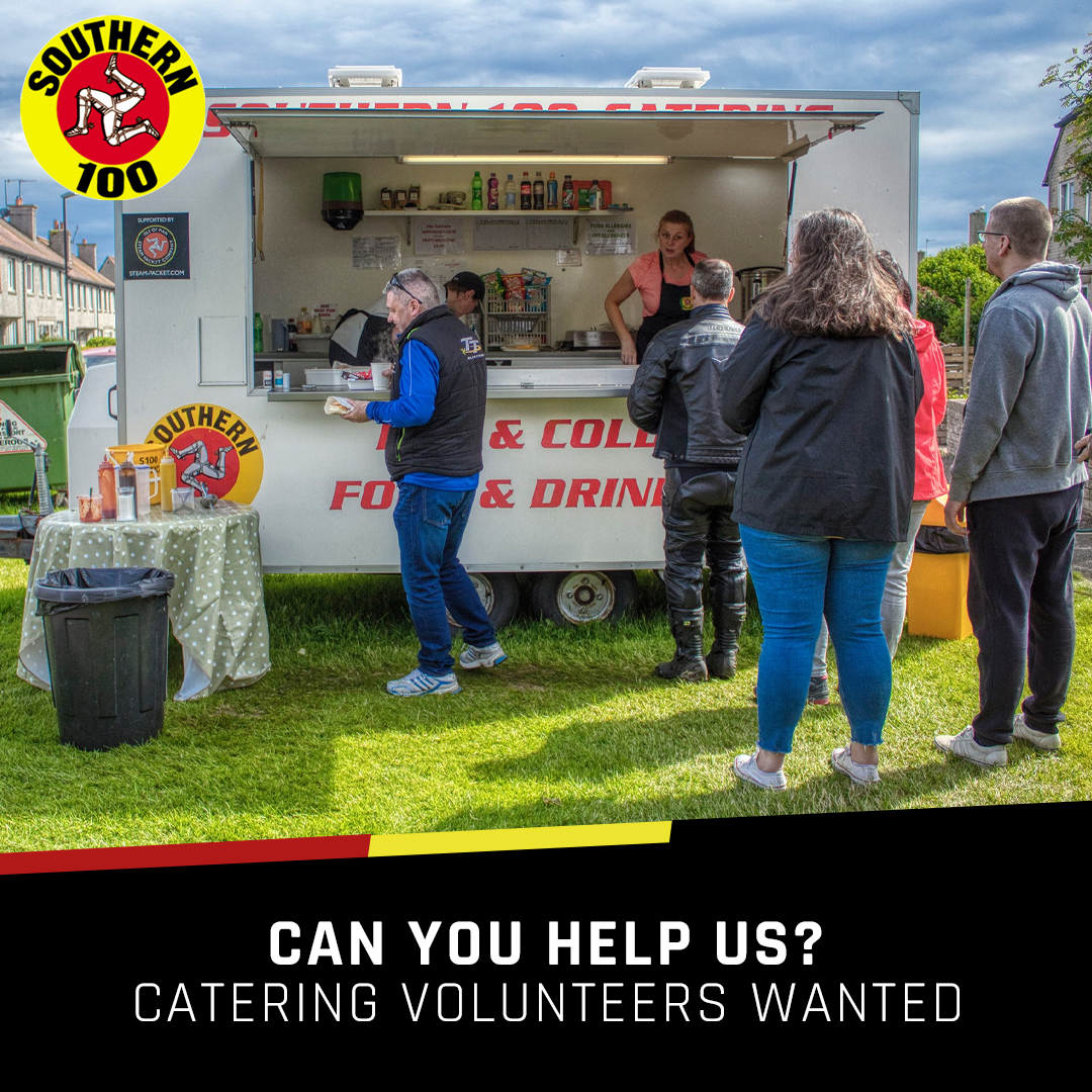 We are currently looking for volunteers to help in the catering team during the <a href="/iomsteampacket/">Steam Packet Company</a> Southern 100 Road Races.
We require:
🫖 Tea Makers
🥪 Sandwich Makers
😊 Servers
🍳 Cooks

If you are able to help for any amount of time please get in touch with Ange on 07624 485430.