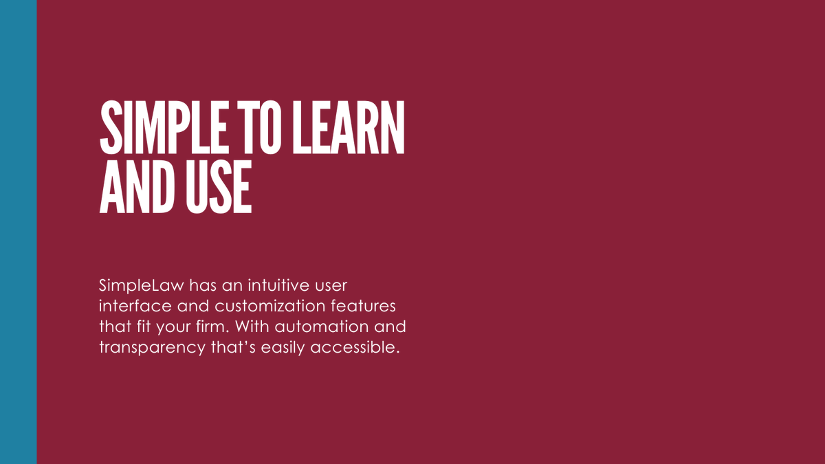 _simplelaw's tweet photo. Why should you choose SimpleLaw? It's easy to learn & use, it improves client satisfaction, and it's available 24/7! 👏
Check out our website to learn more: https://t.co/0BzwFs49xG
#SimpleLaw #ThinkSimple #LegalTech #LegalSoftware #LegalServices #Law #Attorney #Client #Simple https://t.co/pj4zpWMDIO