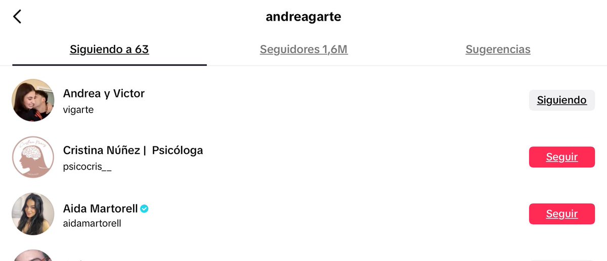 andrea sigue a la cuenta de vigarte AMO