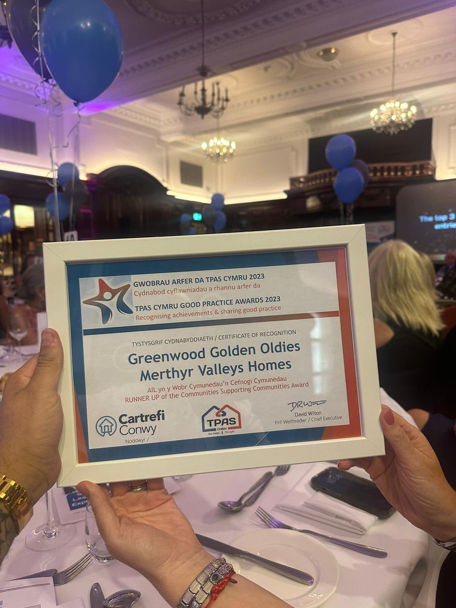 Wow!! Well done to our Greenwood Golden Oldies for being runners up for <a href="/TPASCymru/">TPAS Cymru</a> “communities supporting communities” award! So well deserved! The work you do is as golden as you all are🌟⭐️🌟. #GoodPracticeAward