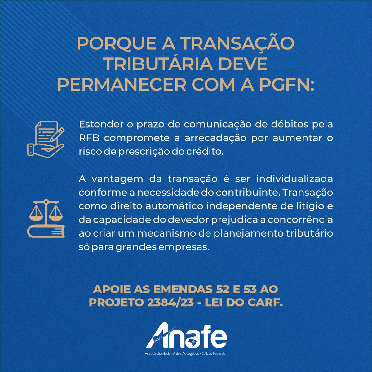 Deputado <a href="/betopereirams/">Beto Pereira</a> ,
Deixar o crédito mais tempo na Receita não é bom para ninguém. O risco de prescrição aumenta onerando o credor e o peso dos juros cresce prejudicando o contribuinte.
#TransaçãoÉnaAGU